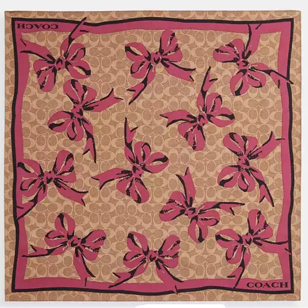 Coach Signature Bow Print Silk Bandana nwt in packaging - Picture 1 of 3